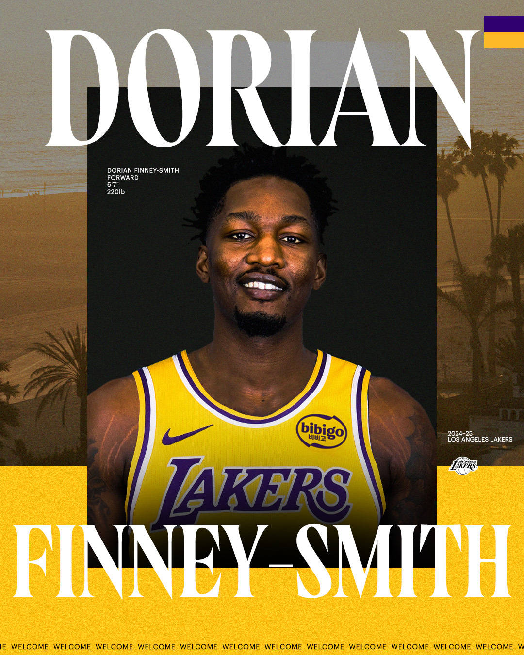 新援加盟！芬尼-史密斯身披湖人17号 米尔顿20号