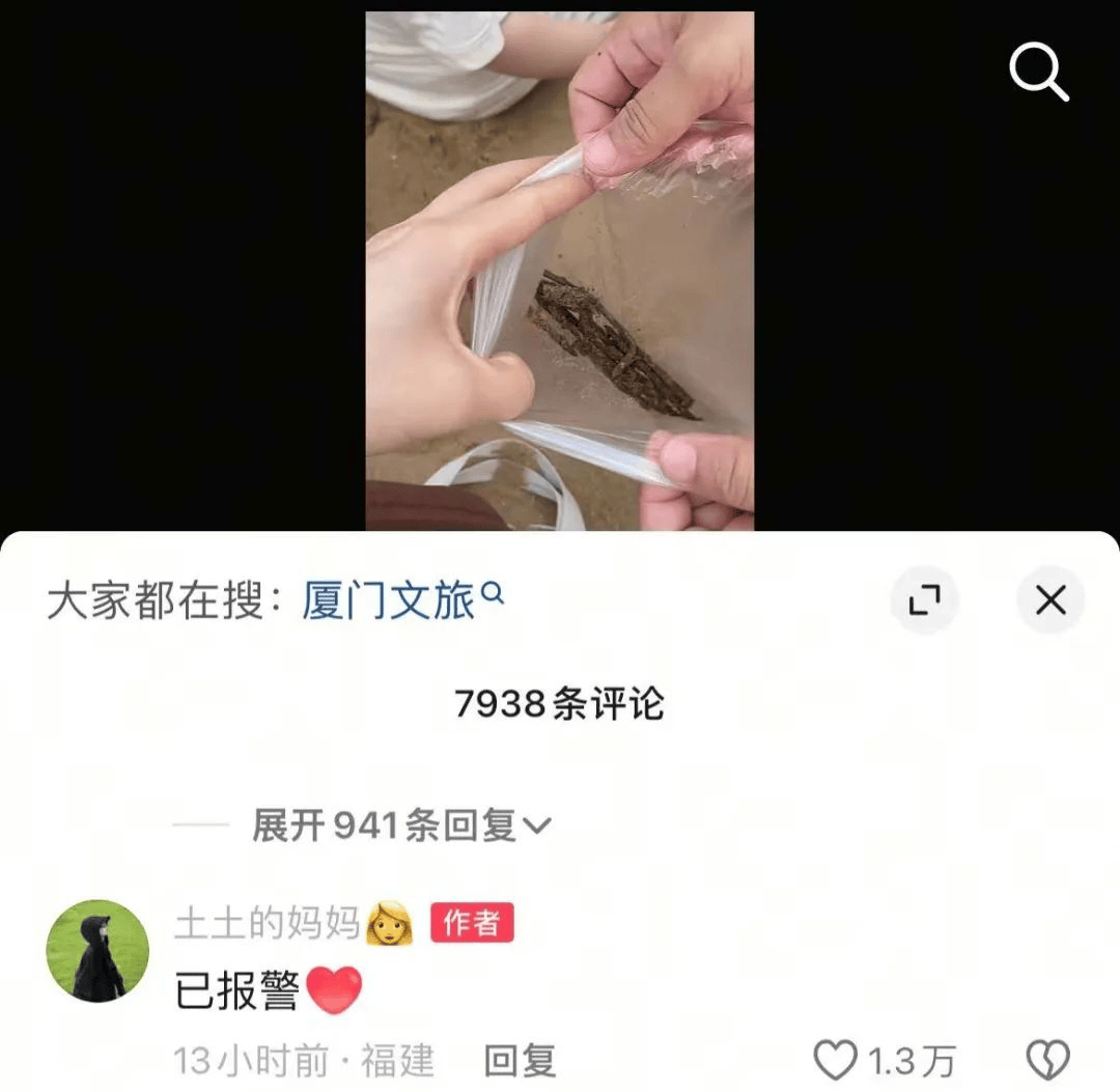 女子在沙滩玩20分钟捡了小半兜生锈铁钉
